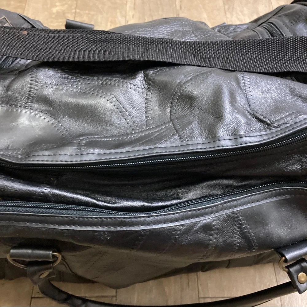 Black Leather Men's Duffel Bag - Stylish Travel Weekender